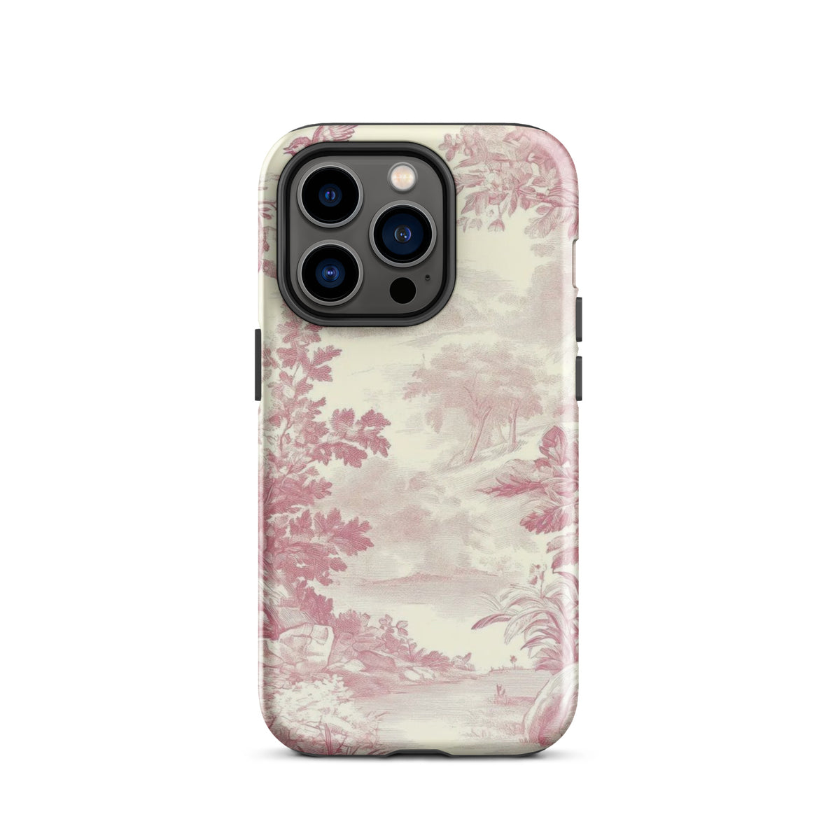 Blush Toile Case for iPhone - Elegant protective phone cover with blush toile design.